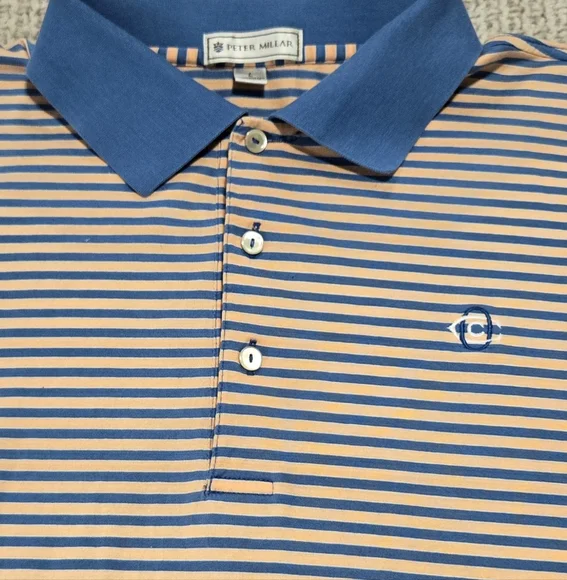 Peter Millar Striped Polo Shirt Men's Size Large 100% Cotton - Picture 2 of 5